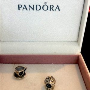Pandora sterling silver cupcake and coffee charm